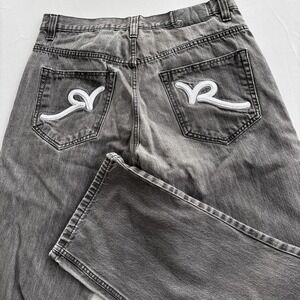 Rocawear Men's Gray Jeans Size 36 Y2K Hip Hop Streetwear Embroidered Logo